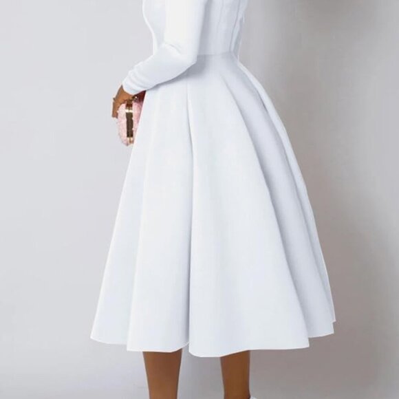 Women's Vintage Cocktail Dresses 1950s Round Neck Long Sleeve A Line Formal Chur - Picture 3 of 4